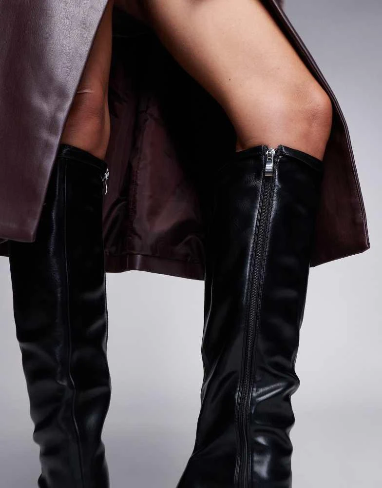SIMMI Shoes Simmi London Palace Stilleto Pointed knee boot in Black 3