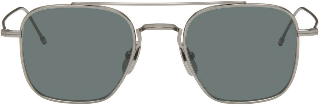 Thom Browne Silver Titanium Squared Aviator Sunglasses 1
