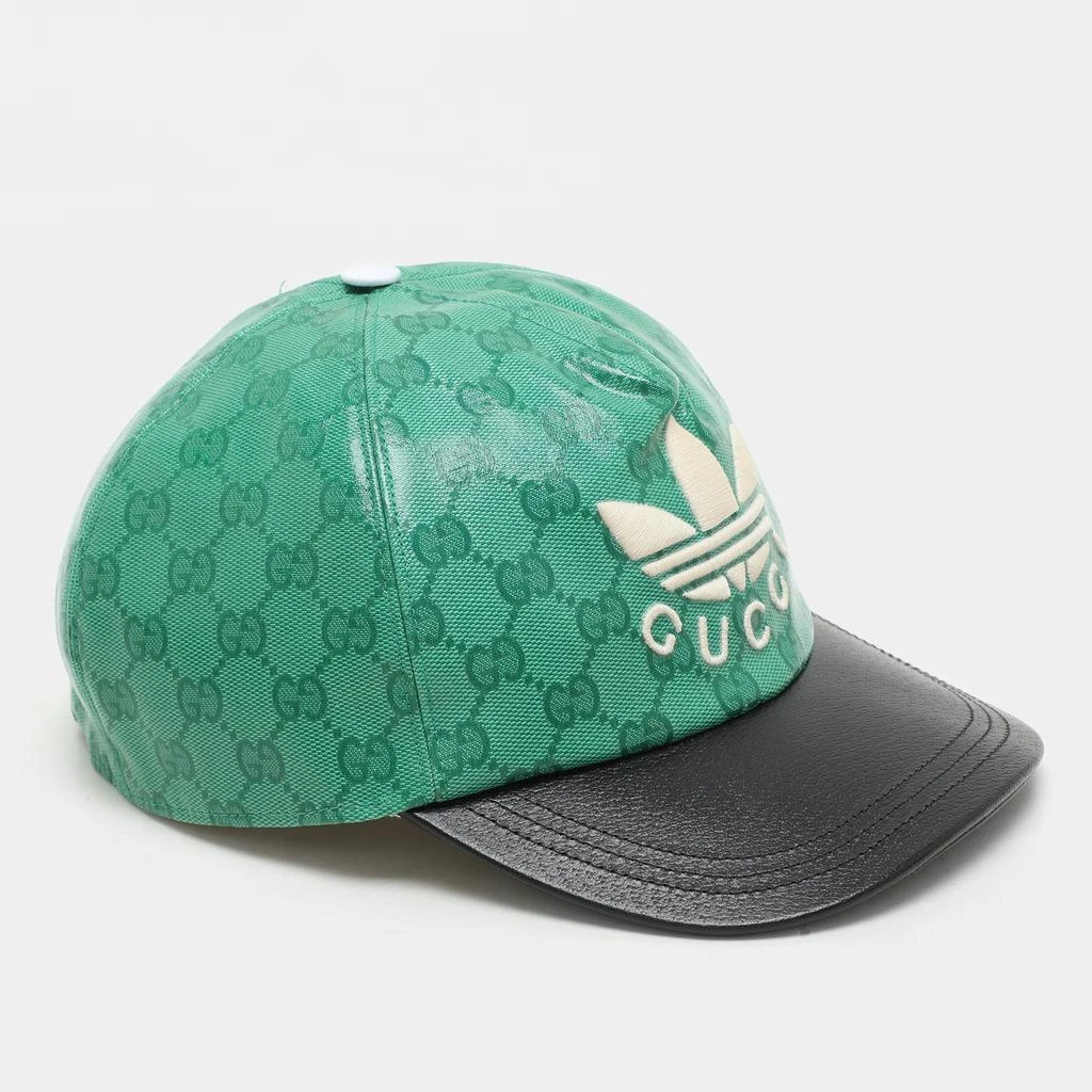 Gucci X Adidas Green GG Supreme Coated Canvas Baseball Cap L  display picture 1