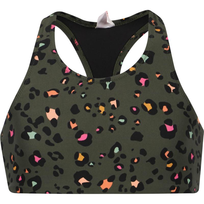 Munster Colorful leopard print sports bra in olive green