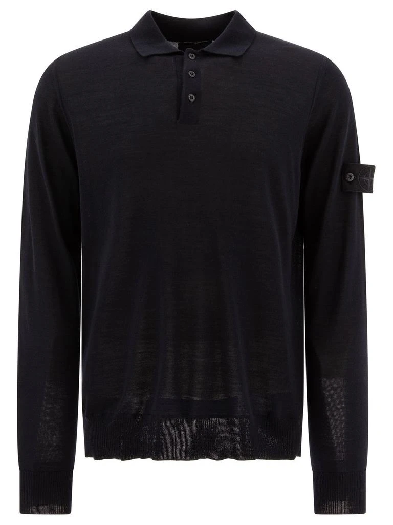 Stone Island Stone Island Compass-Badge Long-Sleeved Knitted Polo Top 1