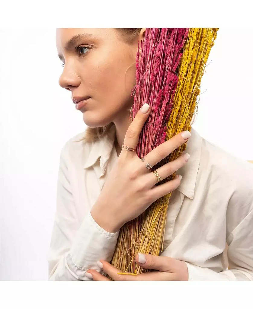 Spero London Sterling Silver Pave Jewelled Safety Pin Ring 2