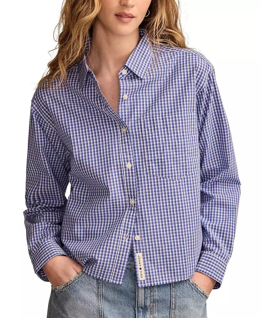 Lucky Brand Women's Cotton Poplin Cropped Shirt 1