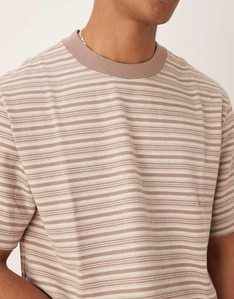 Abercrombie & Fitch Abercrombie & Fitch premium heavy weight cropped t-shirt in brown stripe 2
