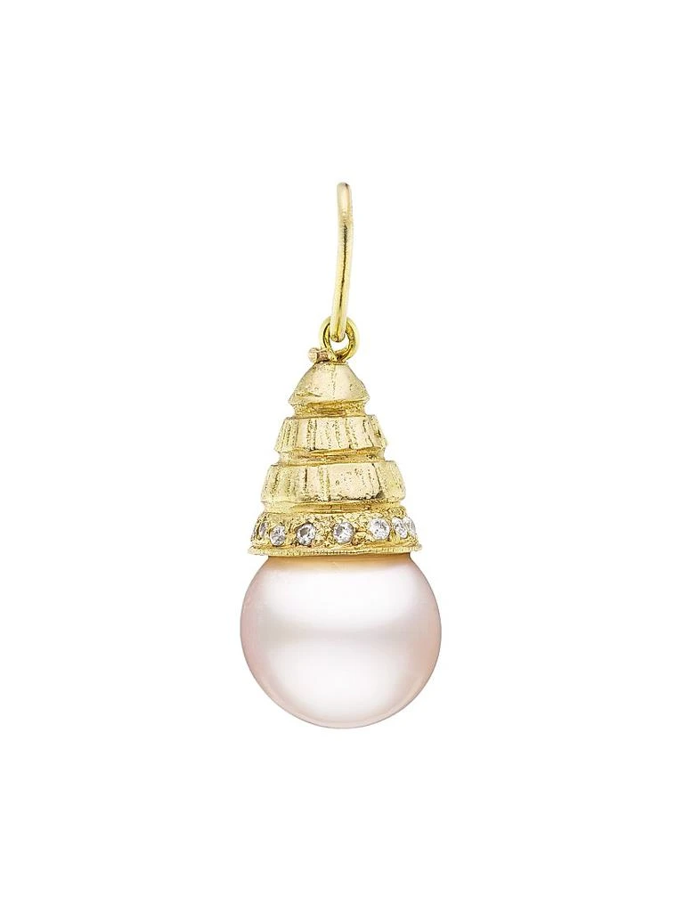 Jenna Blake 18K Yellow Gold, 10MM Pearl 
Diamond Small Sphere Charm