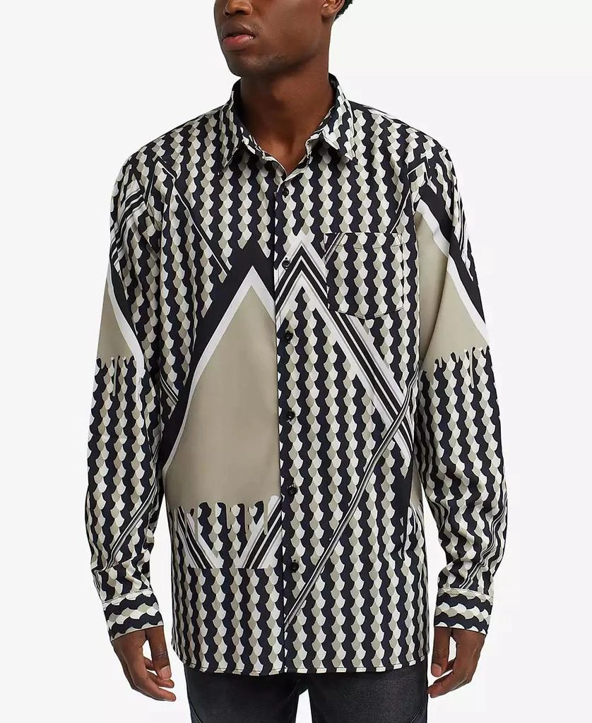 Reason Men's Geo Print Long Sleeves Woven Shirt 6