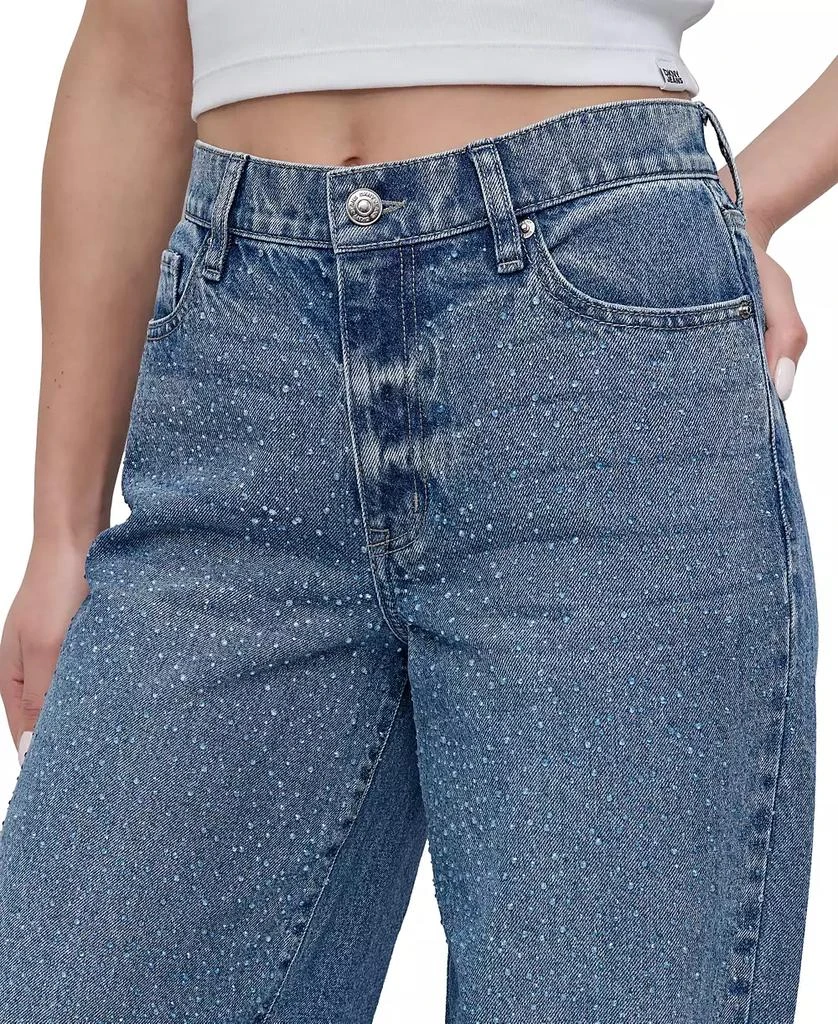 DKNY Women's Rhinestone High-Rise Wide-Leg Jeans 5