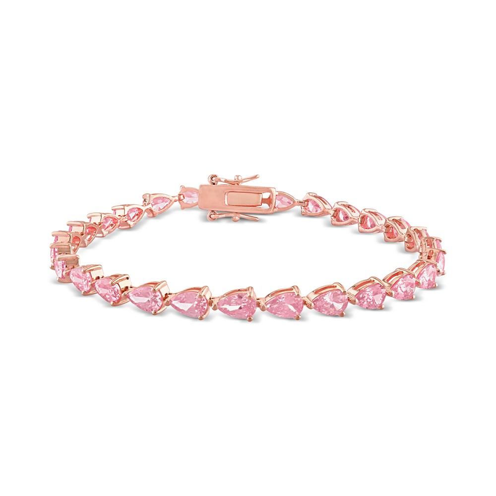 Macy's Lab-Grown Pink Sapphire Pear Shape Tennis Bracelet (13-1/2 ct. t.w.) in Rose-Plated Sterling Silver