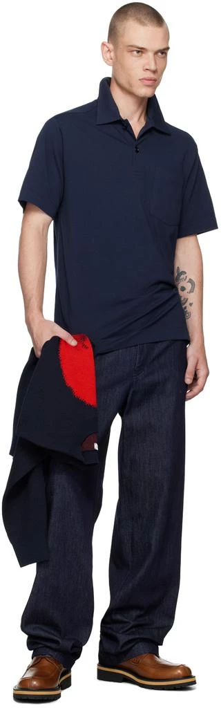 Dries Van Noten Navy Spread Collar Polo 5