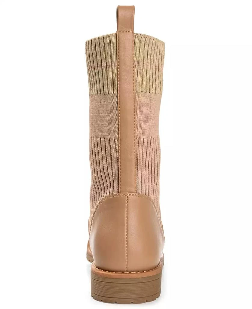 Journee Collection Women's Melei Knit Lace Up Lug Sole Combat Boots 3
