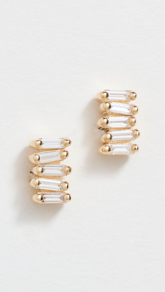 Suzanne Kalan 14k Micro Classic Diamond Bar Studs