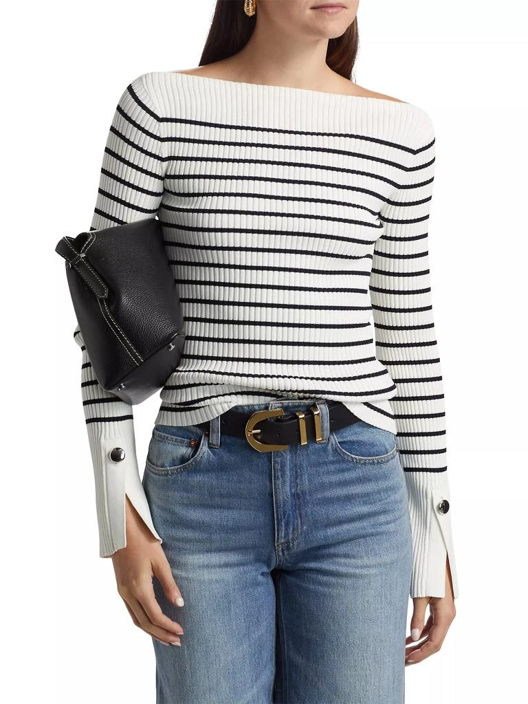 A.L.C. Anya Striped Rib-Knit Boatneck Sweater 3