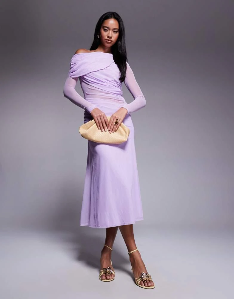 midi applique dress PatBO | Selene Mesh Flower Applique Midi Dress | XL