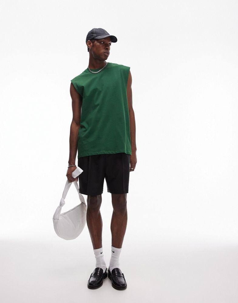 Topman Topman oversized sleeveless t-shirt in green