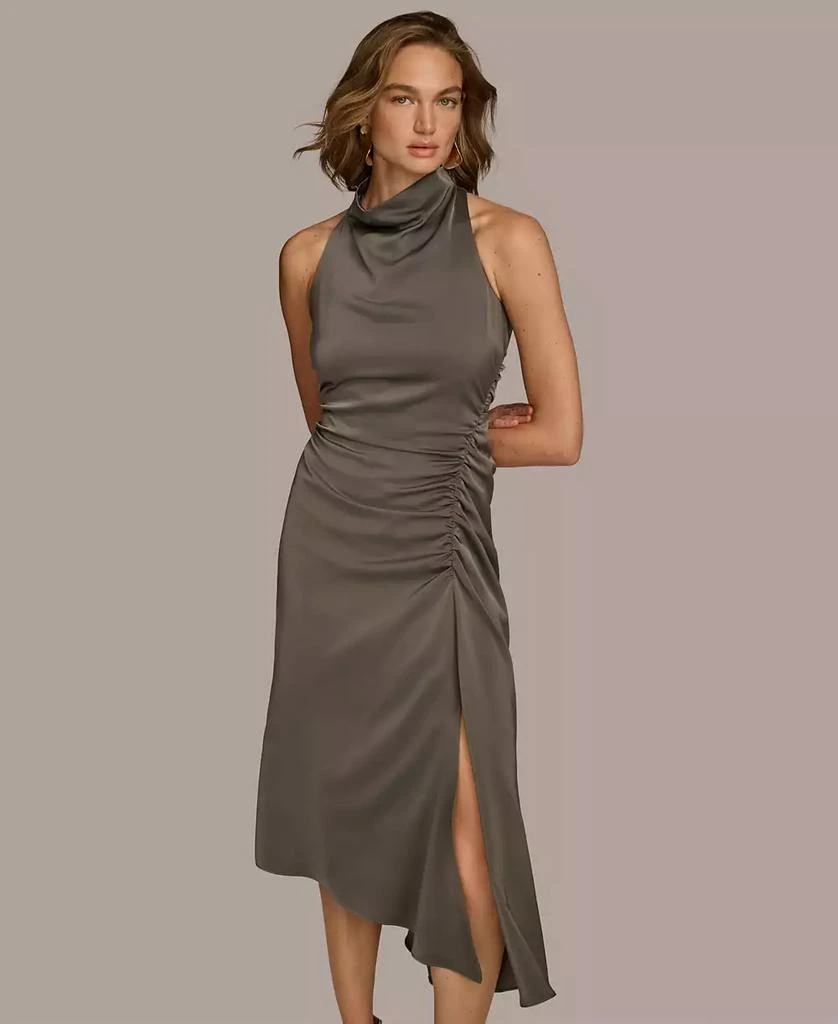 Donna Karan Petite Mock Neck Shirred Midi Dress 4