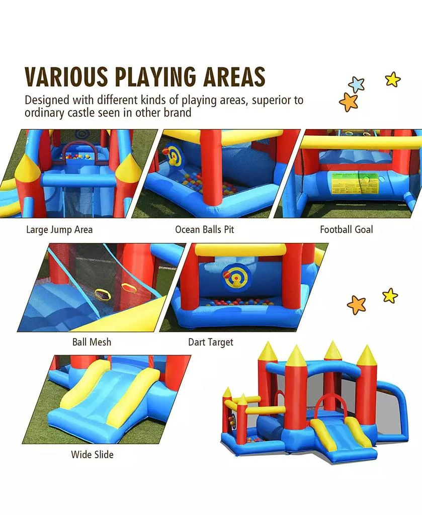 Gymax Inflatable Bounce House Slide Jumping Castle Soccer Goal Ball Pit Without Blower 7