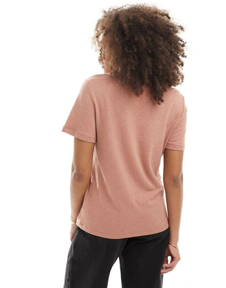 & Other Stories & Other Stories linen blend relaxed short sleeve t-shirt in soft orange 3