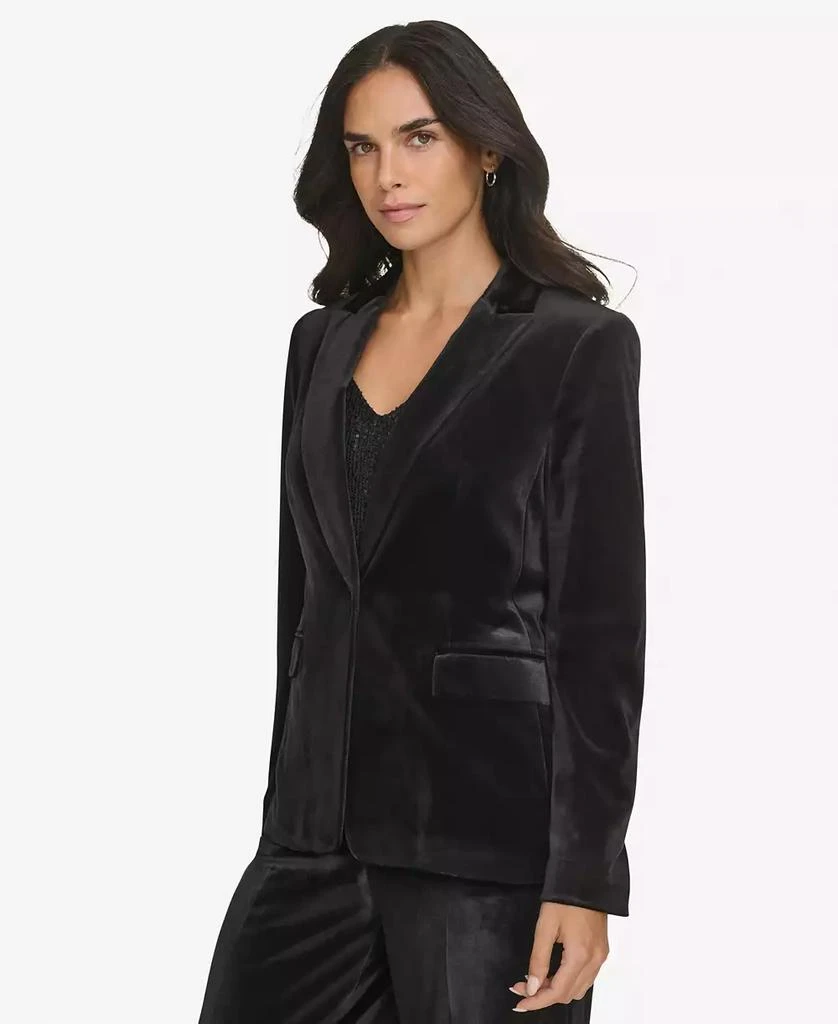 Calvin Klein Petite Single-Button Velvet Blazer 3