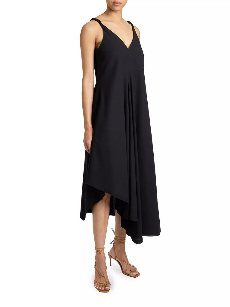 Santorelli Asymmetric Twist Strap Billow Midi-Dress 3