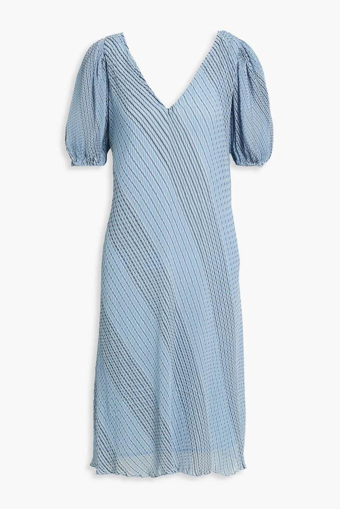 GANNI Pleated striped chiffon dress 1