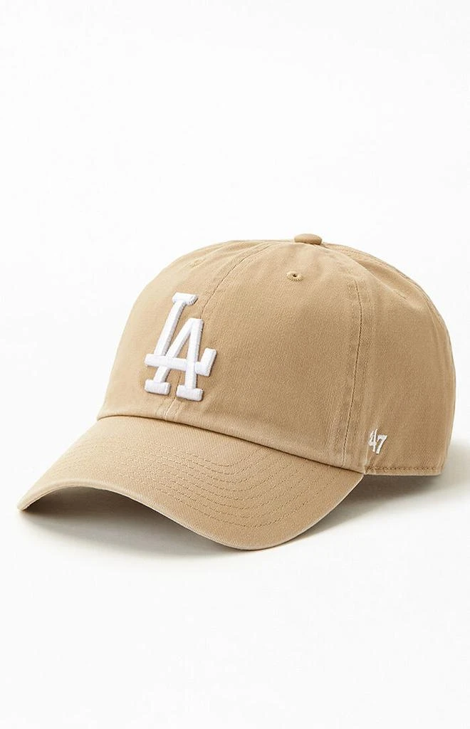 47 Brand Khaki Dodgers Clean Up Strapback Dad Hat 4