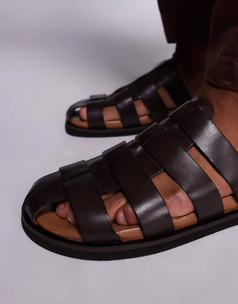 ASOS ASOS DESIGN mule sandals in brown leather 4