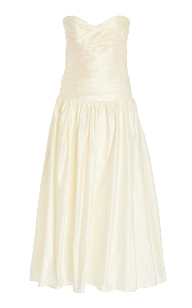 Anna October Anna October - Doris Ruched Poplin Midi Dress - Yellow - L - Moda Operandi 1