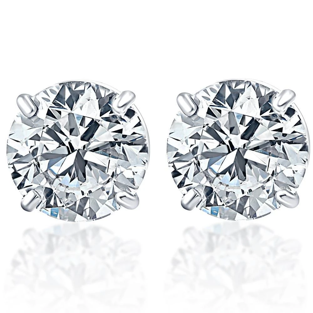 Pompeii3 .20Ct Round Brilliant Cut Natural Quality VS2-SI1 Diamond Stud Earrings in 14K Gold Basket Setting 4