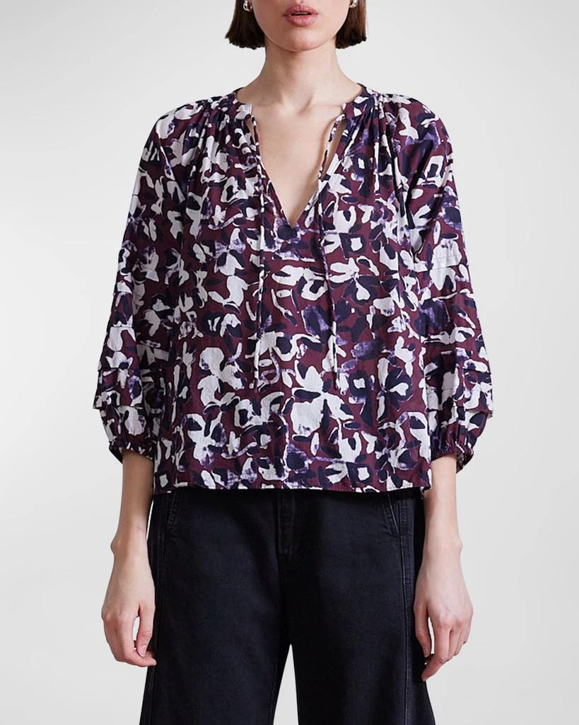 Apiece Apart Tule Floral-Print Organic Cotton Top 1