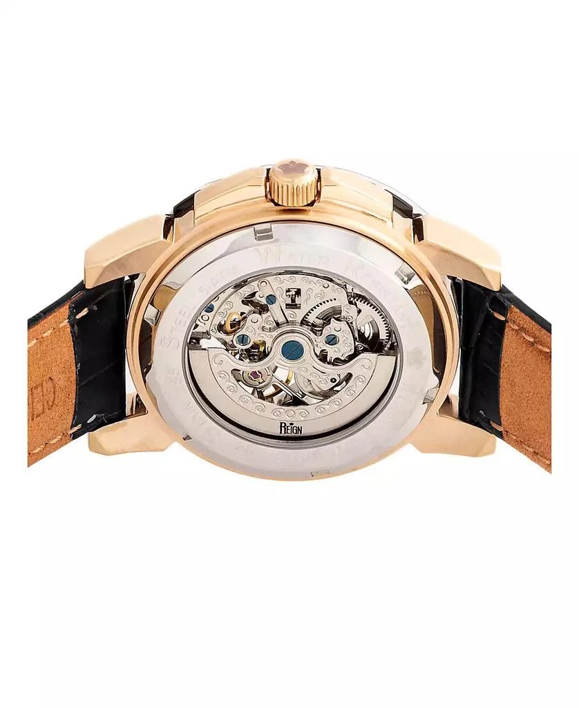 Reign Philippe Automatic Rose Gold Case, Black Dial, Genuine Black Leather Watch 41mm 4