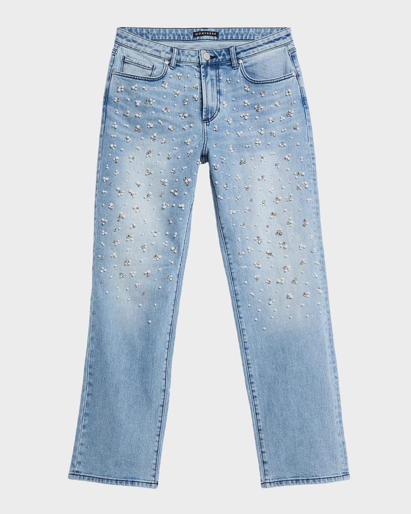 MONFRÈRE Men's Caine Perle Straight-Leg Embellished Jeans