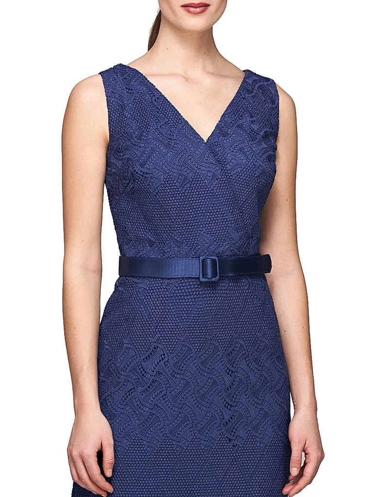 Kay Unger Hendrix Belted Lace Column Gown 5