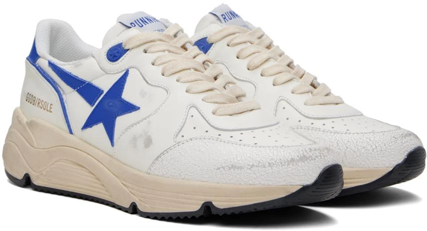 Golden Goose White & Blue Running Sole Sneakers 4