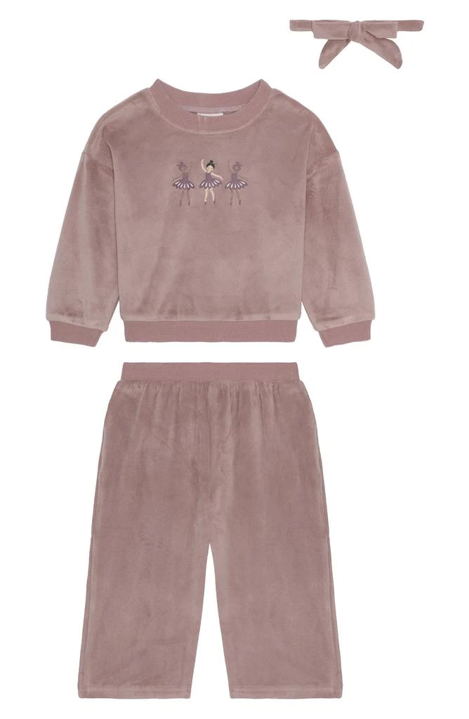 PL Baby by Petit Lem Velour Top, Wide Leg Pants 
Headband Set 1
