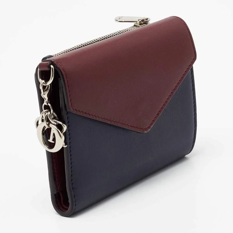 Dior Dior Burgundy/Dark Blue Leather Diorissimo Envelope Wallet 7