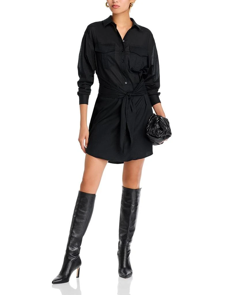 AQUA Tie Front Shirt Dress - Exclusive 3