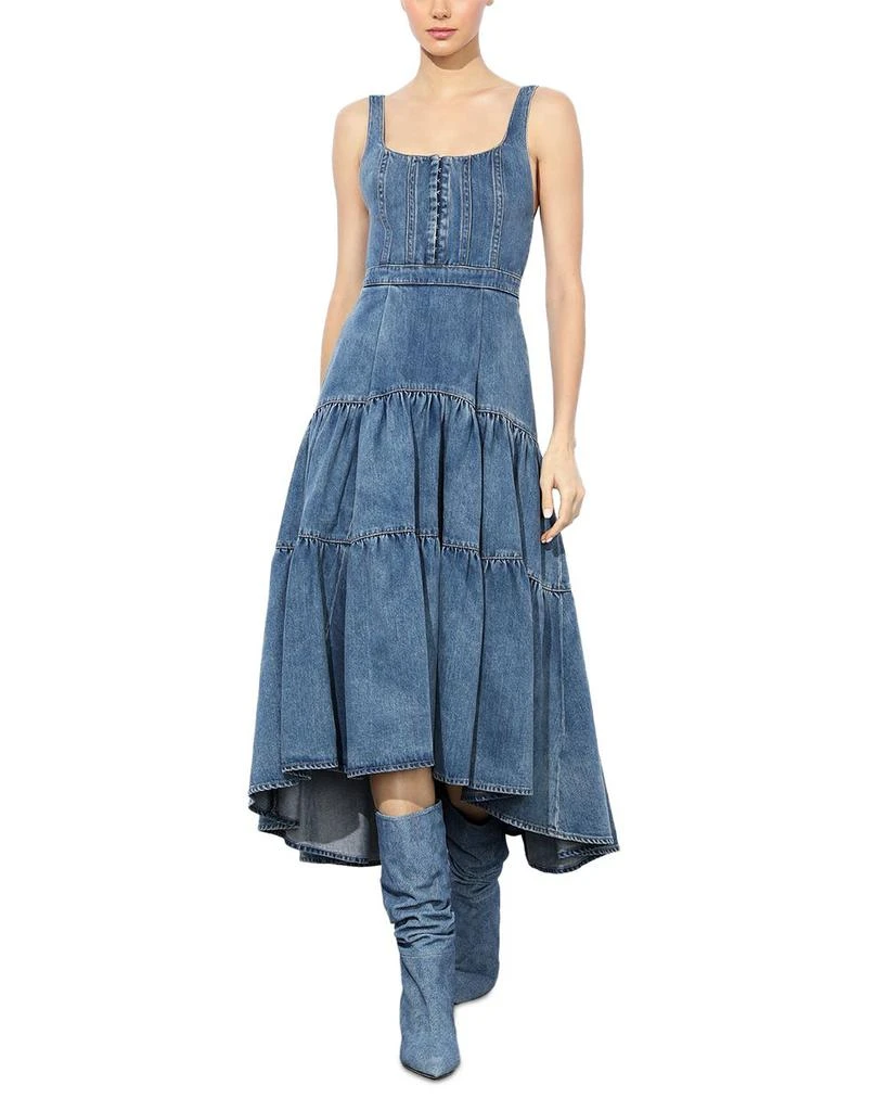 Alice + Olivia Diana Tiered Denim Dress 5