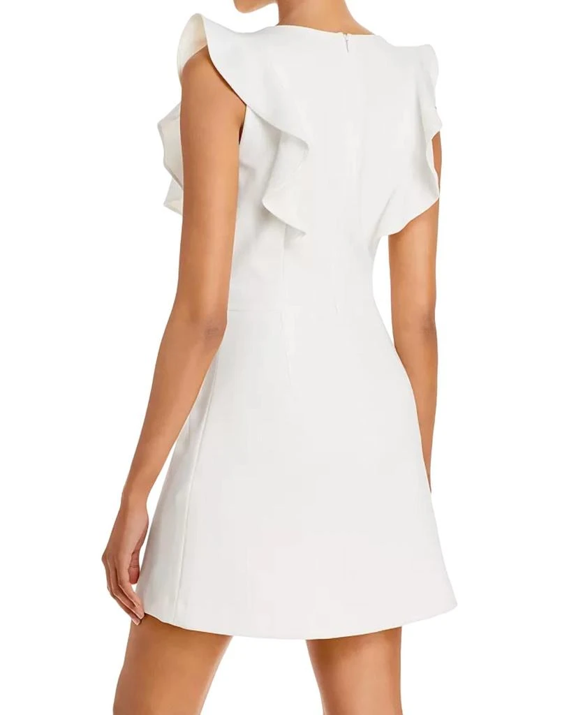 French Connection Whisper Ruffle V Neck Dress In White 3
