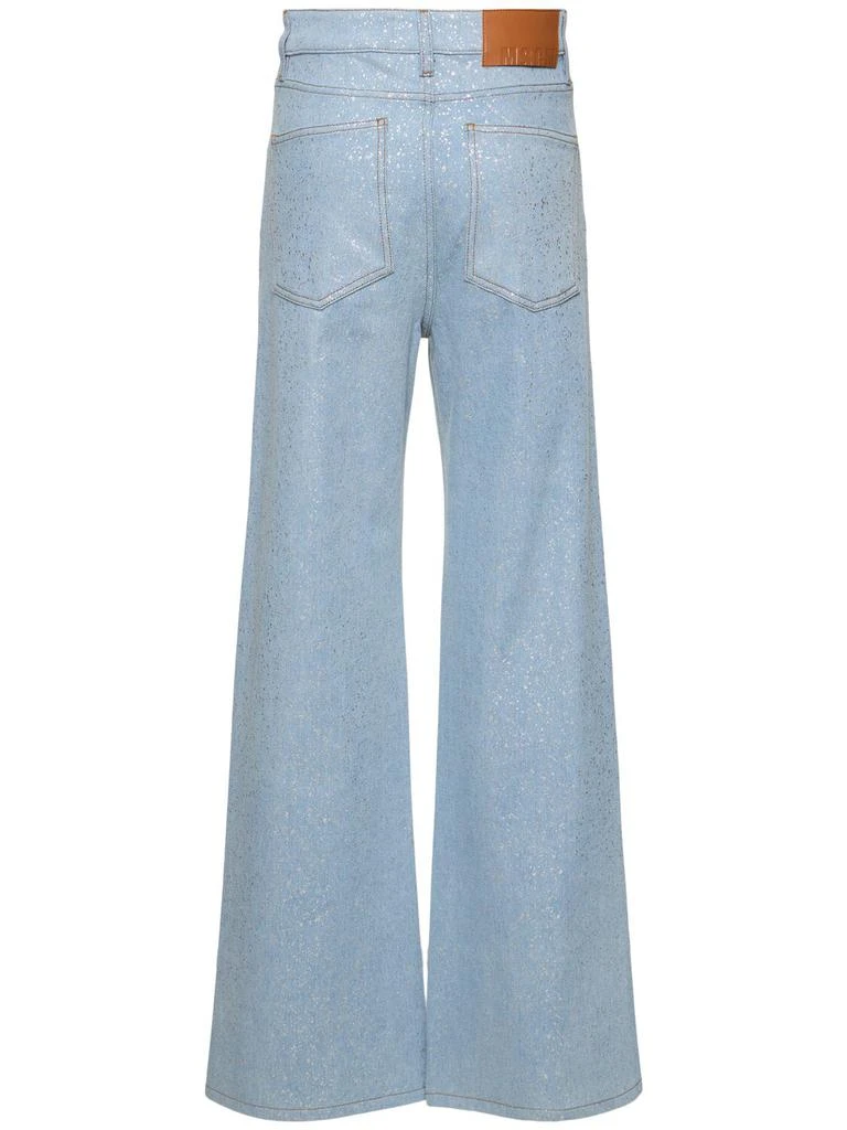 MSGM Silver-coated Denim Low Rise Wide Jeans 4