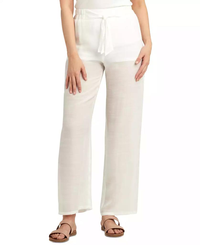 BCX Juniors' High-Rise Tie-Front Gauze Pants