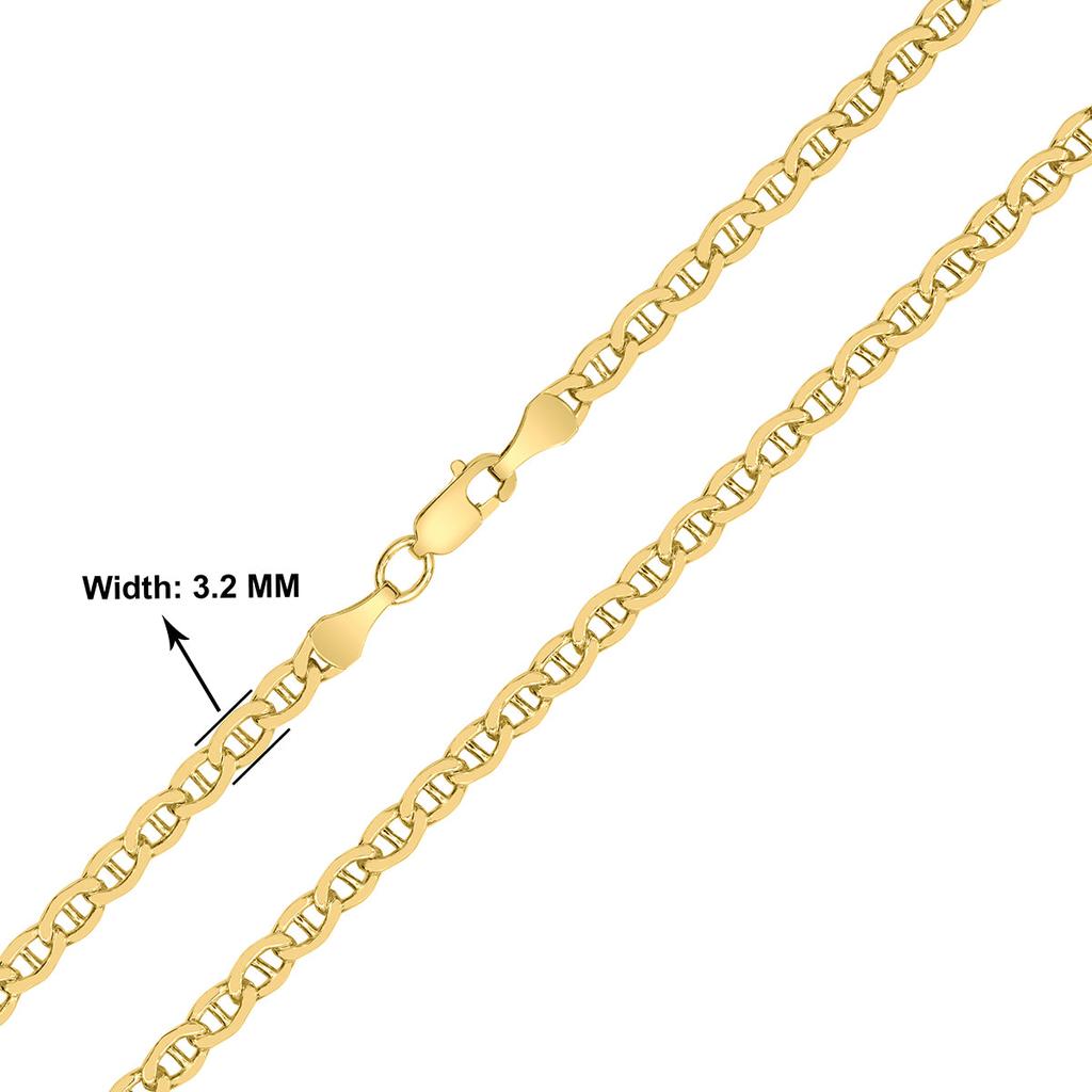 Monary 14K Yellow Gold Filled 3.2MM Mariner Link Chain with Lobster Clasp - 20 Inch