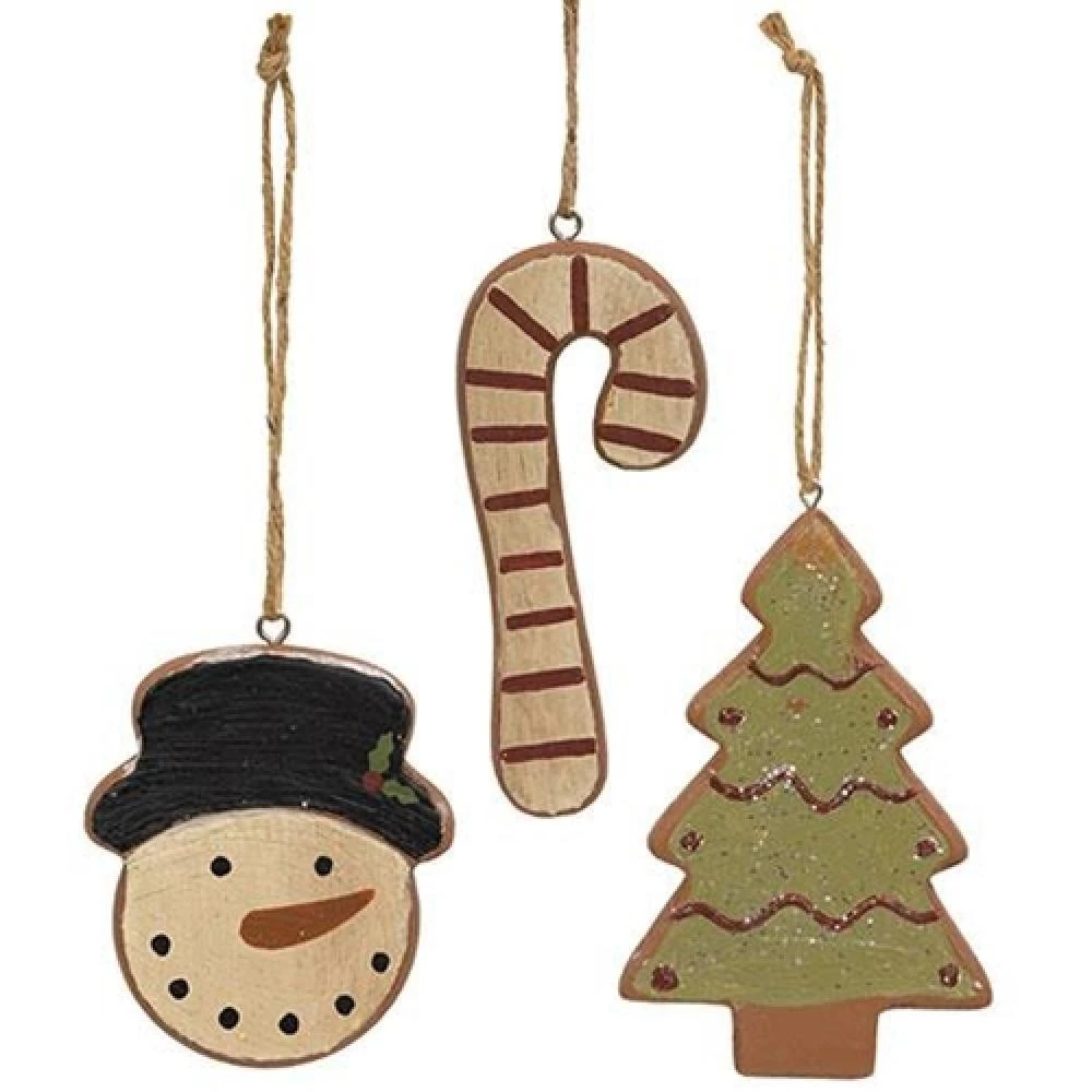 Hivvago 3/Set Wooden Christmas Cookie Ornaments