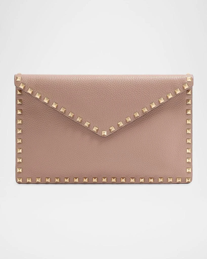 Valentino Large Rockstud Leather Flat Pouch Bag