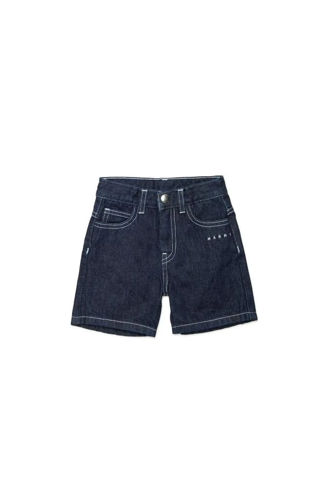 Marni Marni Kids Logo Embroidered Denim Shorts