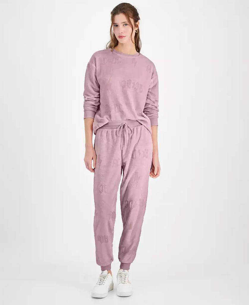 Love Tribe Juniors' AC/DC Embossed Velour Jogger Sweatpants