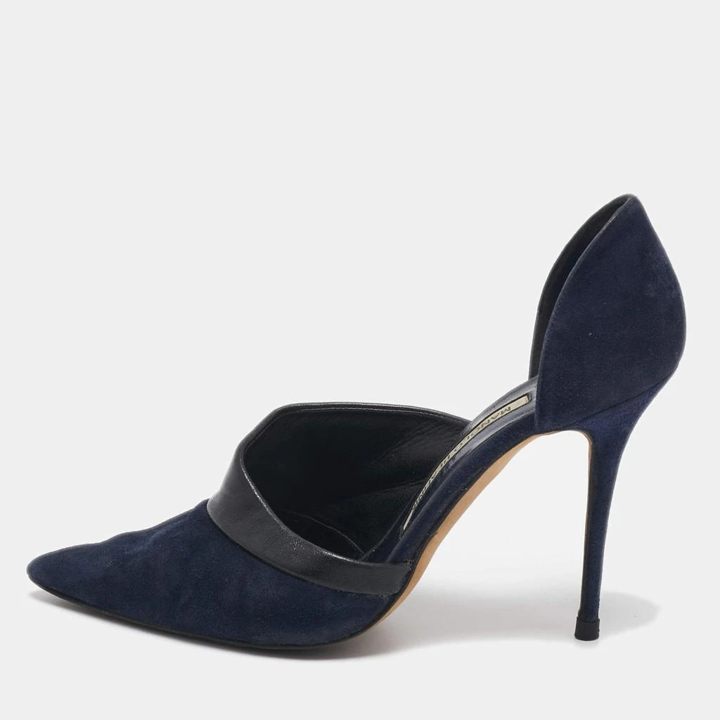 Manolo Blahnik Manolo Blahnik Navy Blue/Black Suede and Leather D'orsay Pumps Size 36 1
