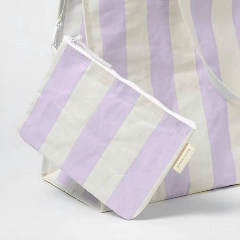 SUNNYLiFE Women's Carryall Beach Bag In Lilac/cream 3