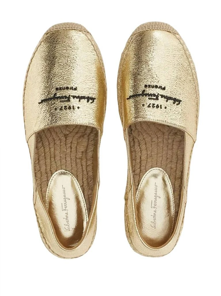 Salvatore Ferragamo Salvatore Ferragamo - Women
s Logo-embroidered Metallic Espadrilles 4