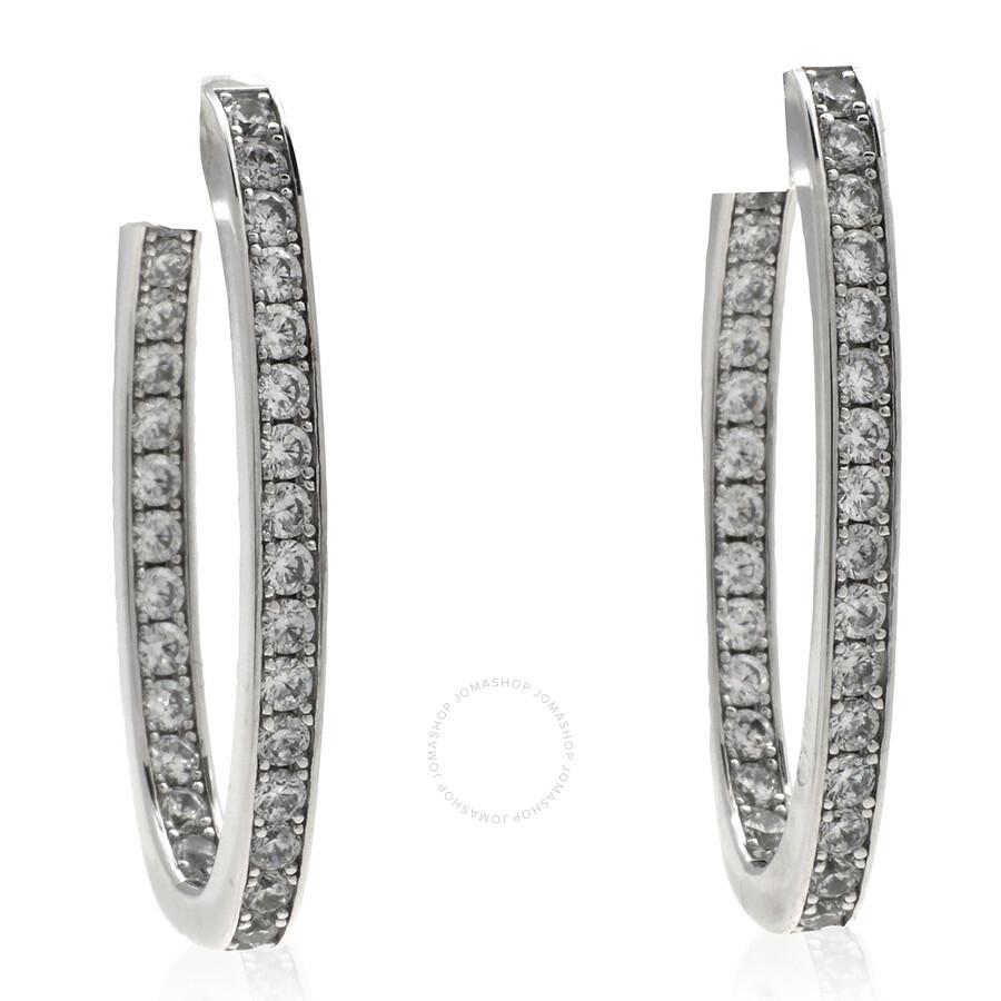 apm Monaco Pave Oval Sterling Silver Earrings