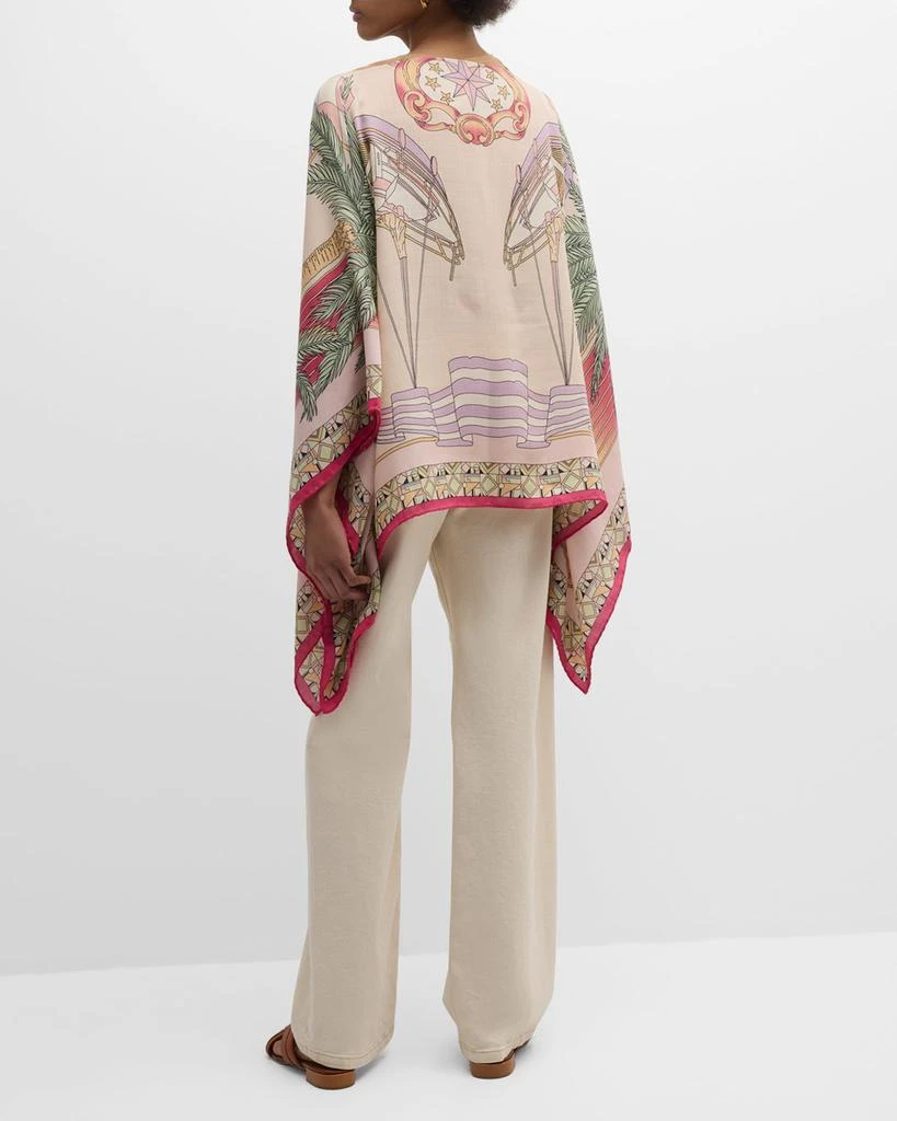 Rani Arabella Miami Pink Print Cashmere-Blend Poncho 4